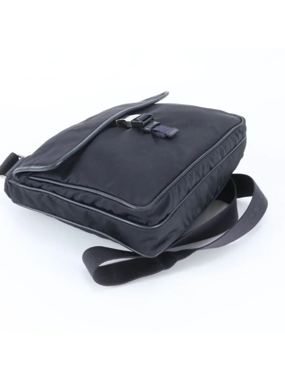 Prada Tessuto Nylon Leather Shoulder Bag Crossbody Messenger Business Navy